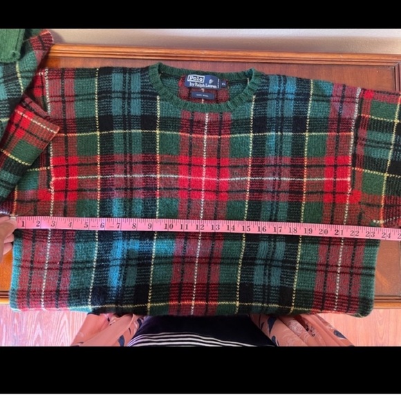 Polo by Ralph Lauren Vintage 100% Wool Plaid Crewneck Sweater Size XL - Picture 8 of 10